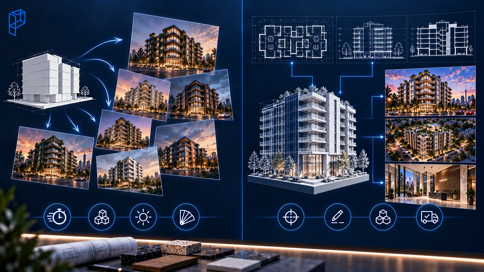 AI architectural rendering compared with accurate professional 3D rendering