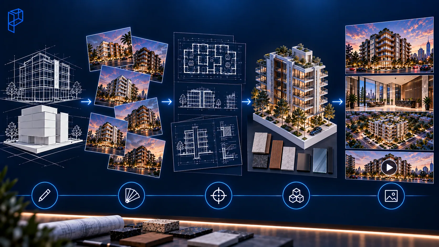 Workflow combining AI concept exploration with professional architectural rendering